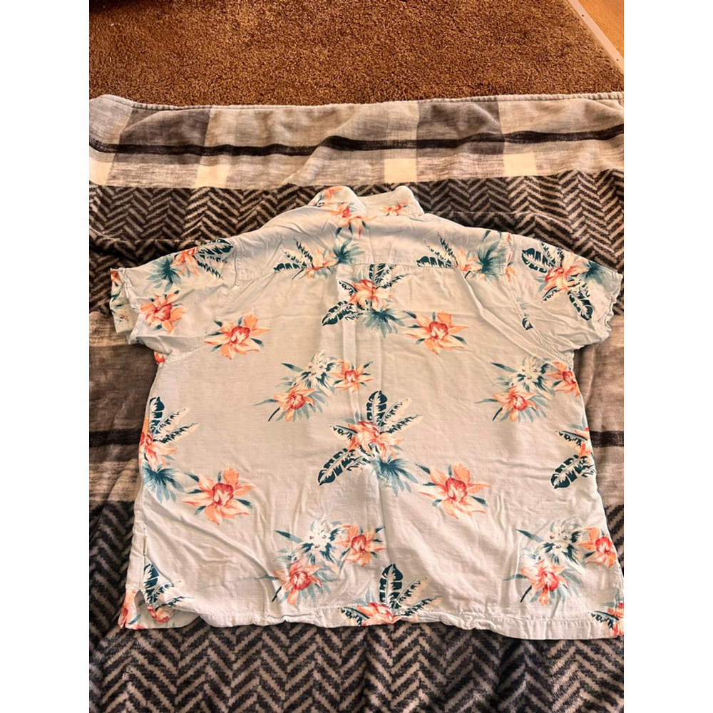 Men's Cubavera Casual Button Down Shirt XXL Light Blue Orange Floral - Picture 6 of 8